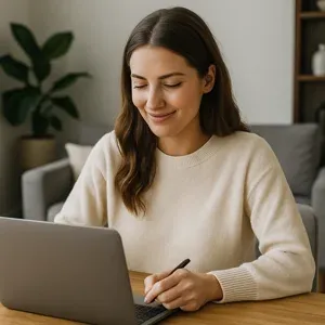 Mujer en notebook